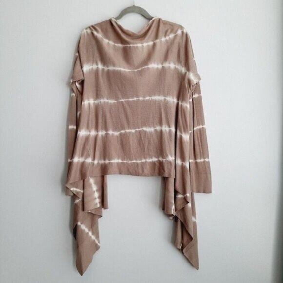 KATHERINE BARCLAY / Open Front Waterfall Cardigan Tie-dye Sz L - Picture 6 of 11